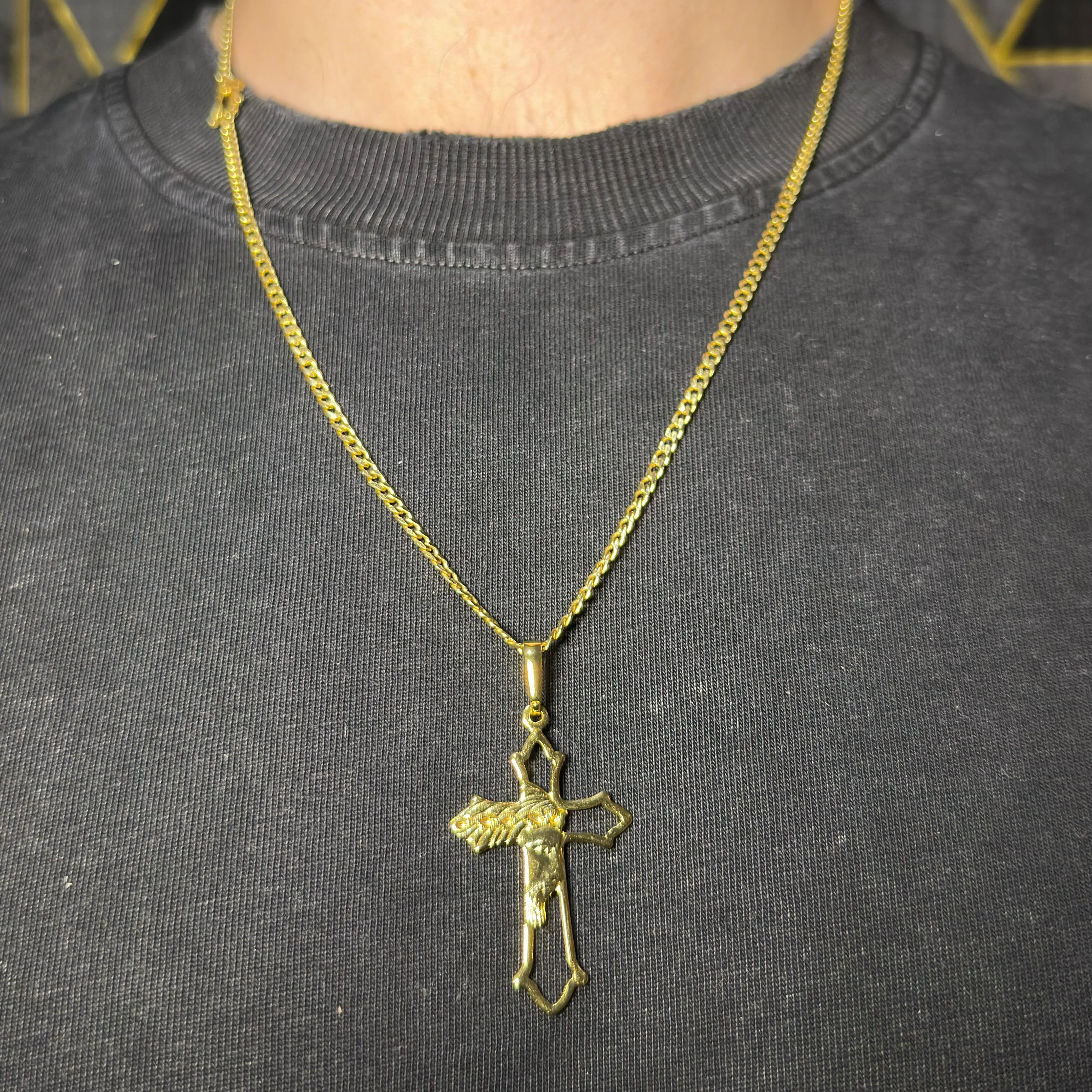 CORDÃO PITBULL 3MM COM PINGENTE CRUZ JESUS