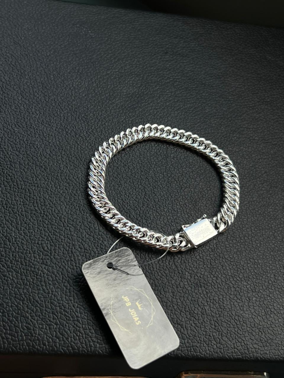 PULSEIRA ELO CUBANO 8MM BANHADO PRATA