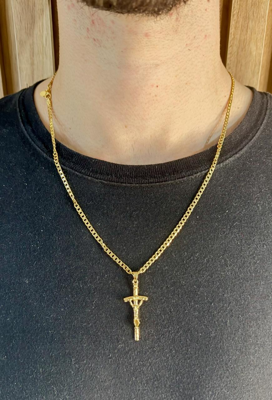 CORRENTE LACRAIA LISA 3MM + PINGENTE JESUS CRISTO
