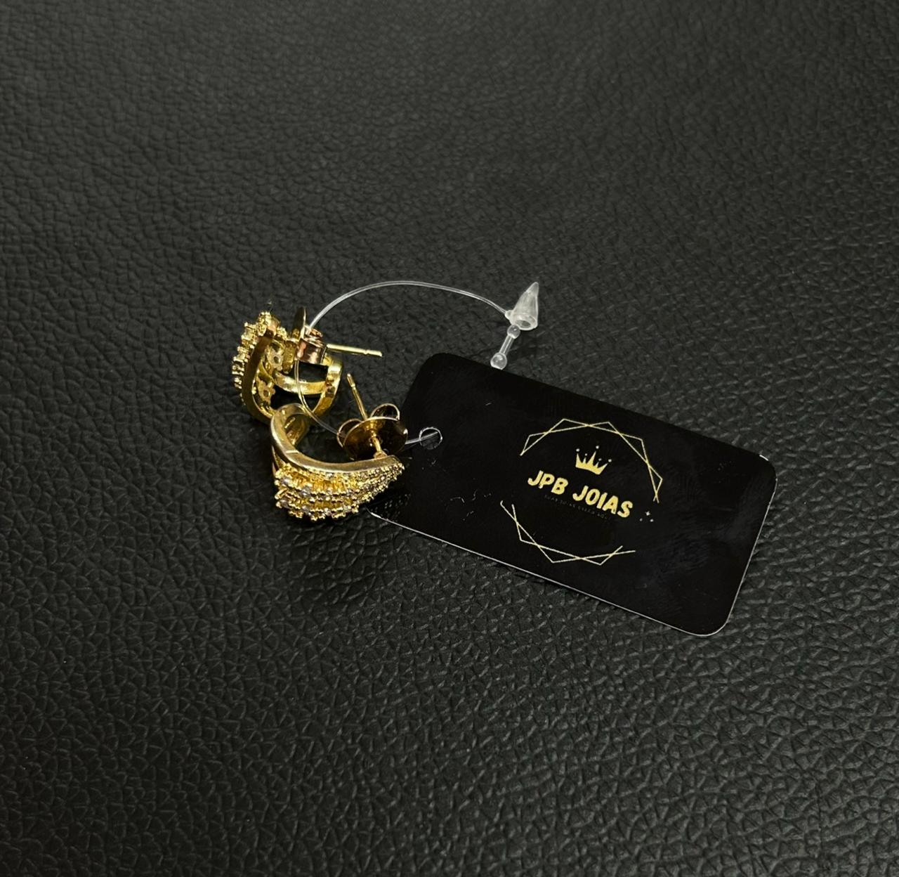 BRINCO ARGOLA ZIRCÔNIA BANHADO OURO