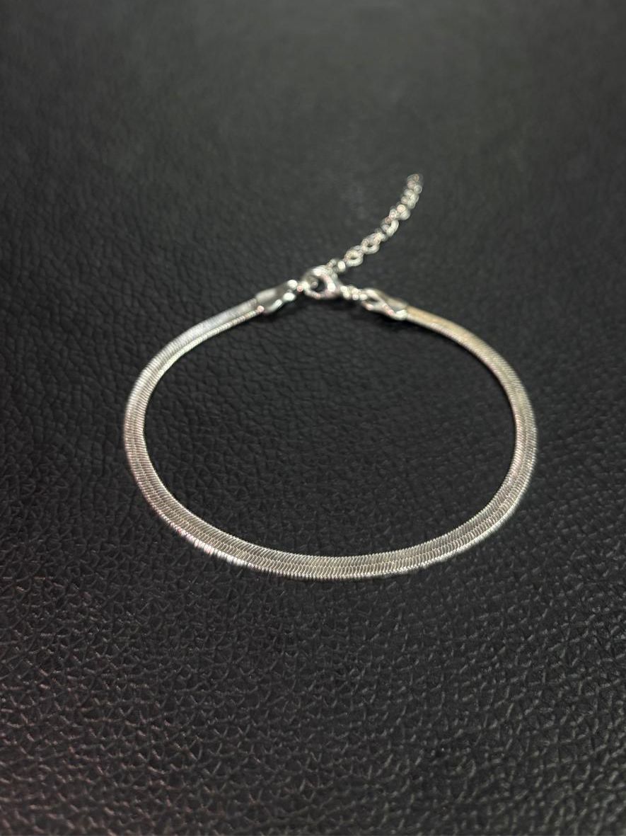 PULSEIRA FEMININA FITA 4MM BANHADA PRATA COM EXTENSOR