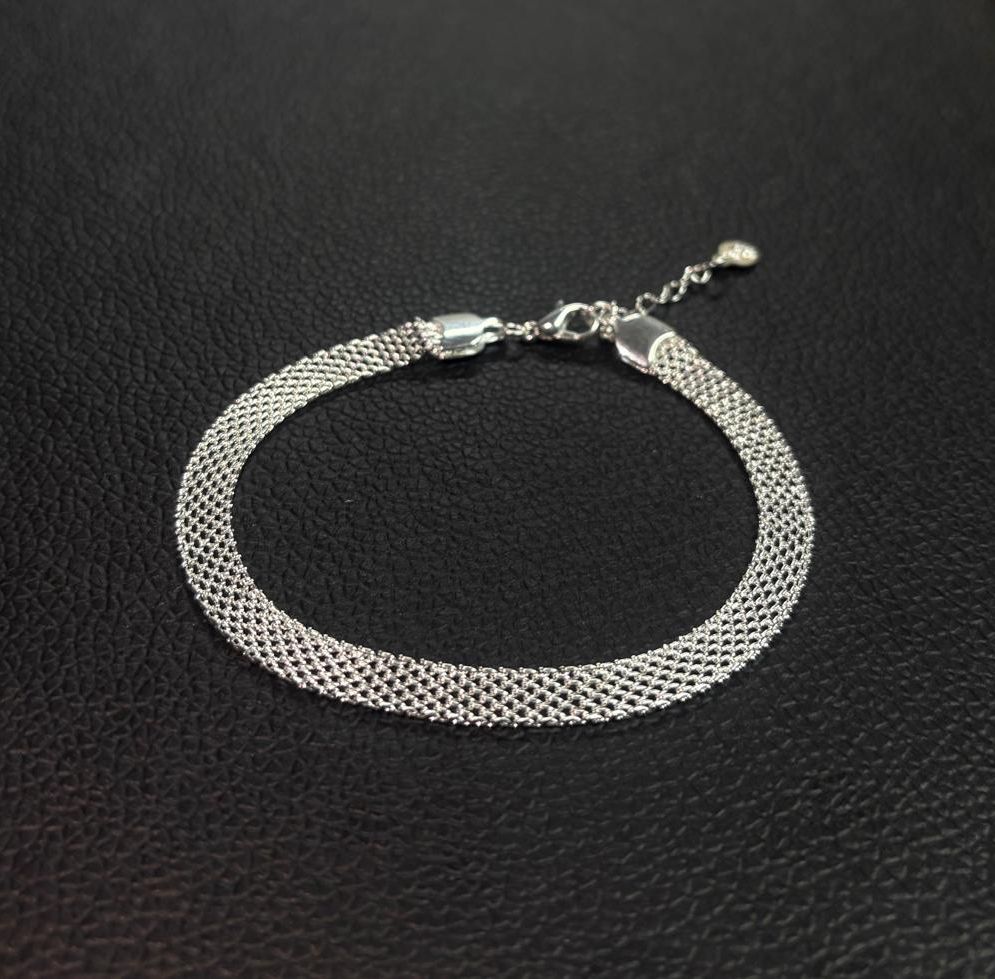 PULSEIRA TELA BANHADA PRATA + EXTENSOR