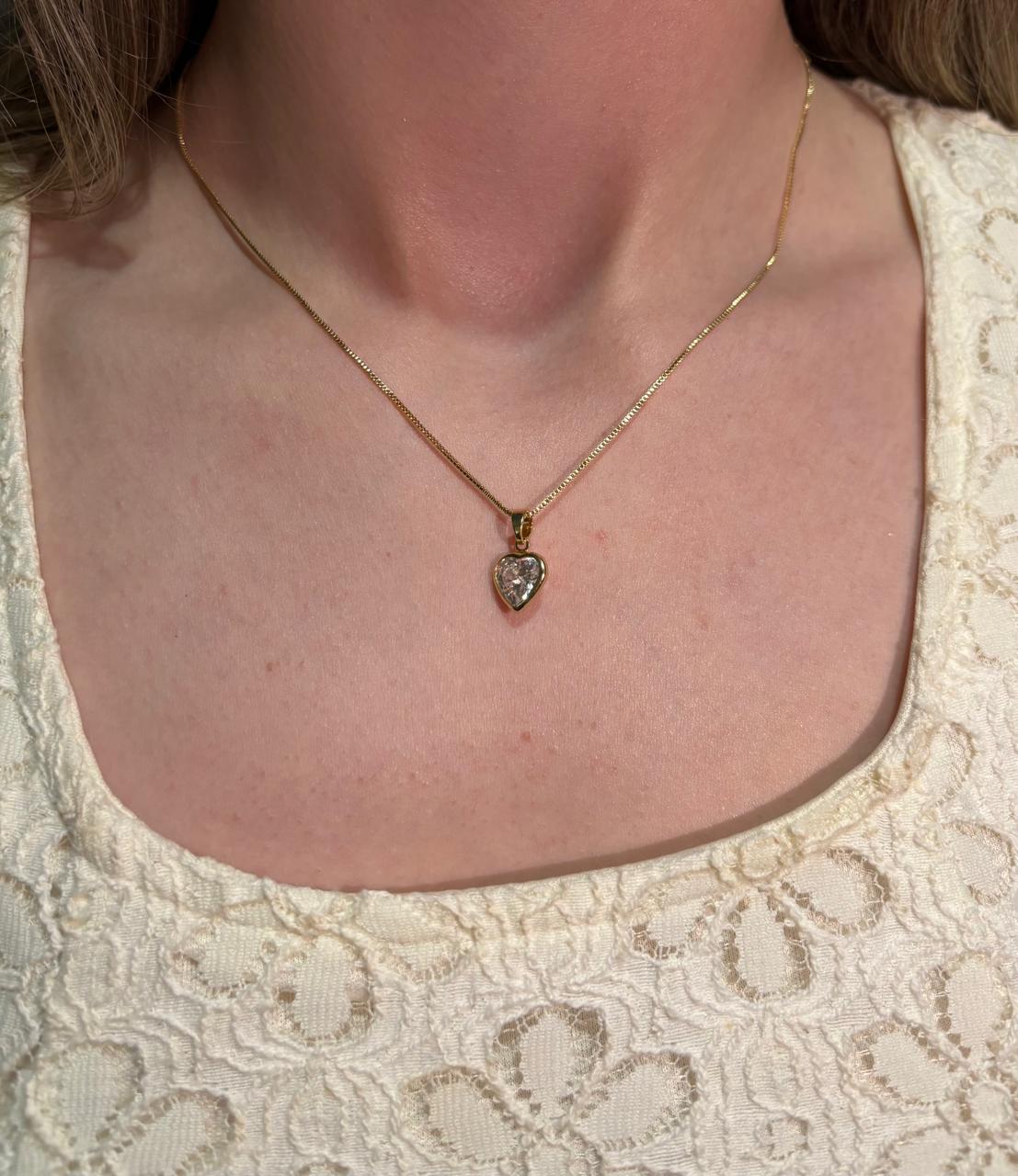 CORRRENTE VENEZIANA 1MM COM + PINGENTE CORAÇÃO 