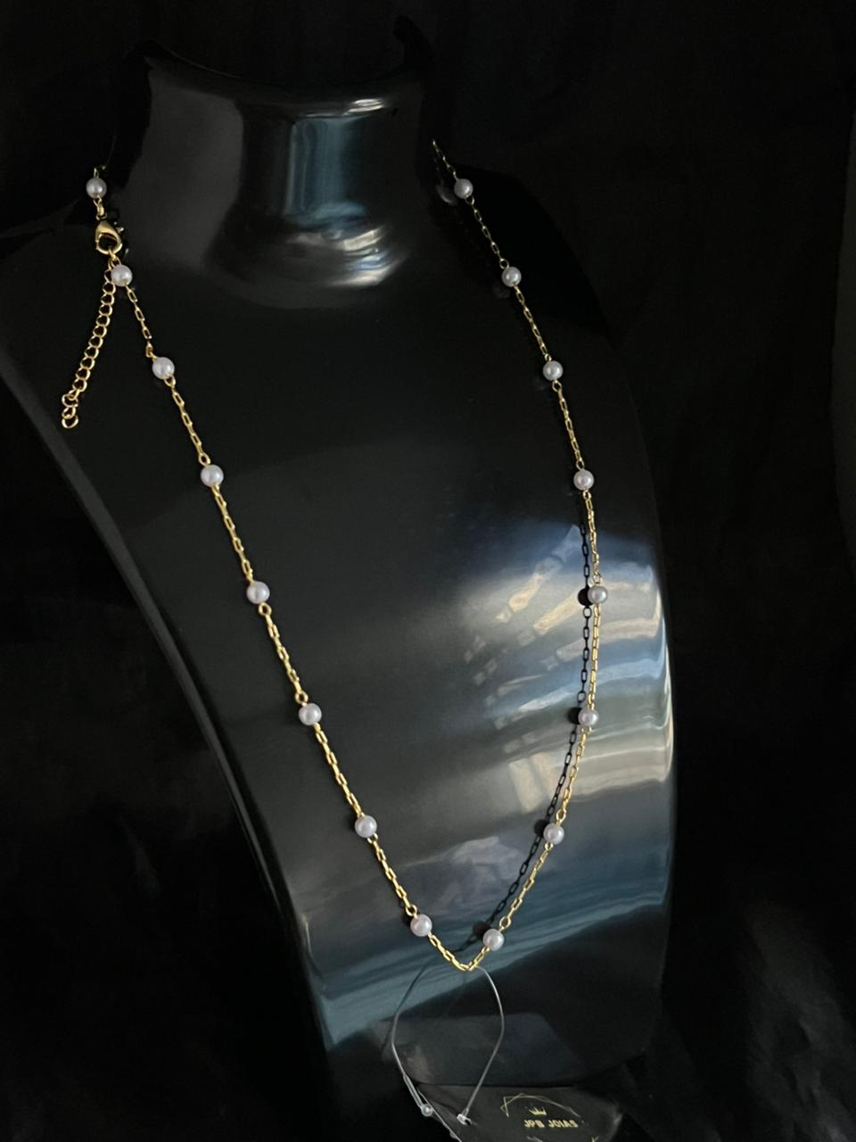 COLAR CADEADO 1MM  COM PÉROLA + EXTENSOR