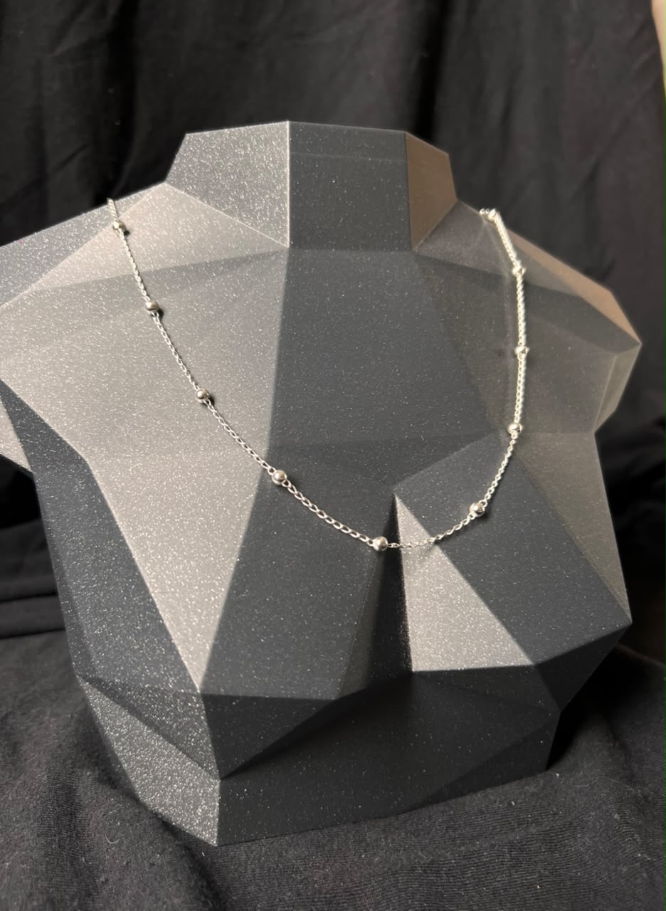 CORRENTE CADEADO 1MM COM BOLINHA BANHADA PRATA